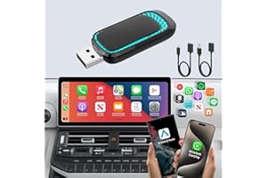 MTAKYI Android Auto Wireless Adapter and Wireless Carplay Adapter 2024 Upgrade,Plug & Play Apple Carplay Dongle Converts Factory Wired to Wireless CarPlay Adapter for iPhone with USB-A to USB-C/USB-A Cable