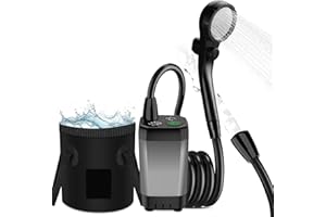 Cosy Life Portable Shower, Portable Shower for Camping with 5 Gallon Collapsible Bucket, 6000mAH Camping Shower with Smart LED Display, Multiple Spray Patterns for Outdoor Camping, Hiking, Pet Bathing