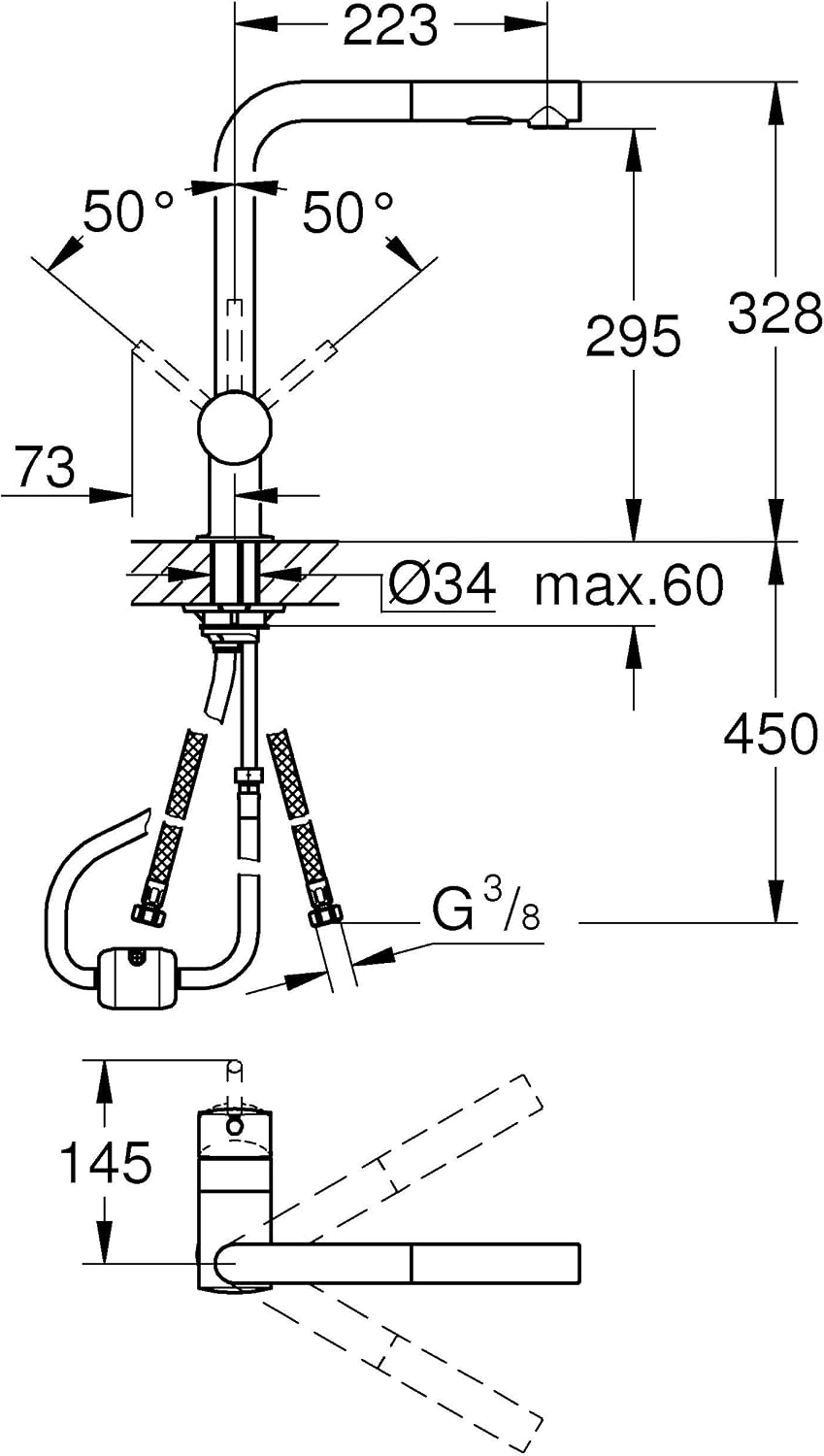 GROHE 30274DC0 | Minta Kitchen Sink Mixer | Pull-Out Spray | SuperSteel - Image 5