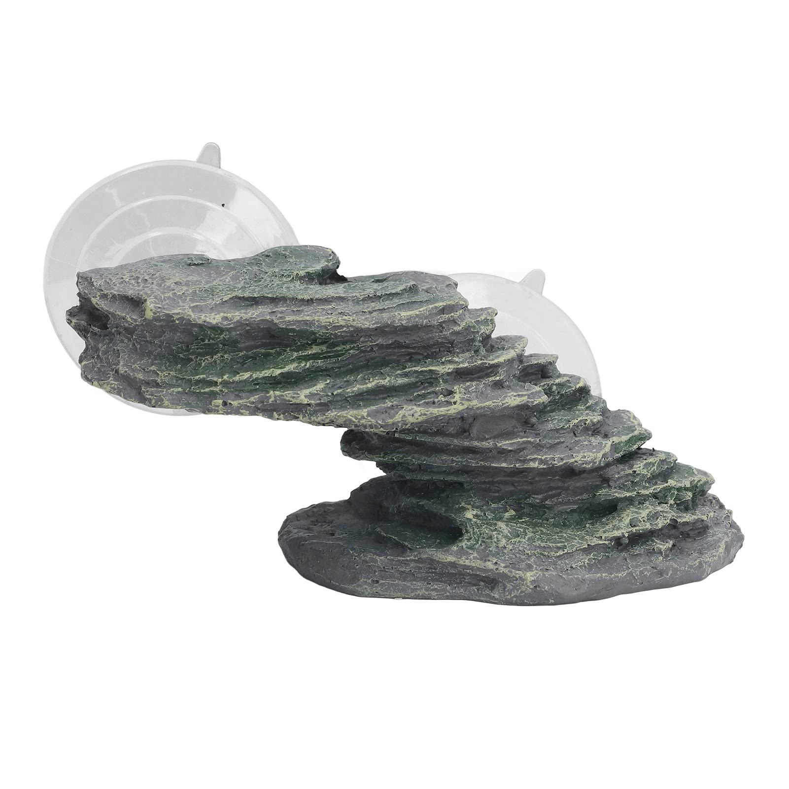 Acouto Tortoise Climbing Platform,Turtle Basking Platform Resin Lifelike Aquarium Rock Ornament Reptile Basking Dock with Suction Cup for Lizard 15 * 7.5 * 7cm