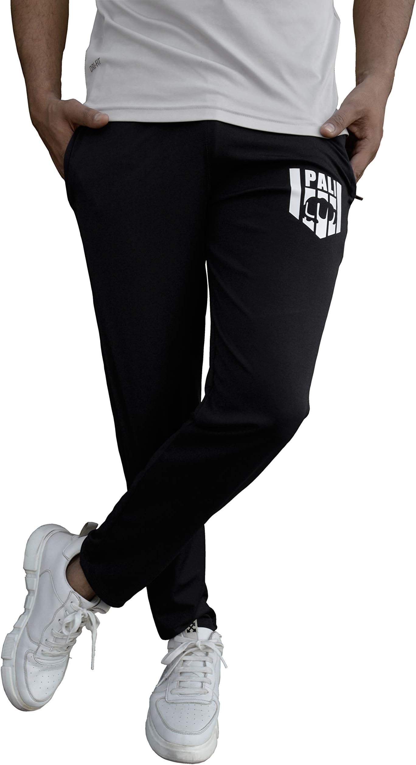 Men's Active Training Workout Running Pants Casual Gym Lower Sweatpants with Pockets Trousers for Men, Boys (Black)