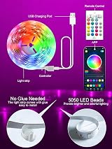 GIPOYENT LED Lights for 60-80 Inch TV 19.6ft RGB Bluetooth Music Sync view 6