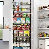 ElegantArray 8-Tier Pantry Door Oragnizer, Over The Door Pantry Organizer Rack and Storage, Hanging Spice Rack Shelves Door, Home Office Laundry Room Bathroom & Kitchen Organization Essentials Metal
