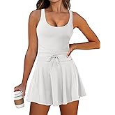 Caracilia Women's Tennis Mini Dresses Workout Built in Shorts Golf Athletic Sleeveless One Piece Summer Active Romper Dress