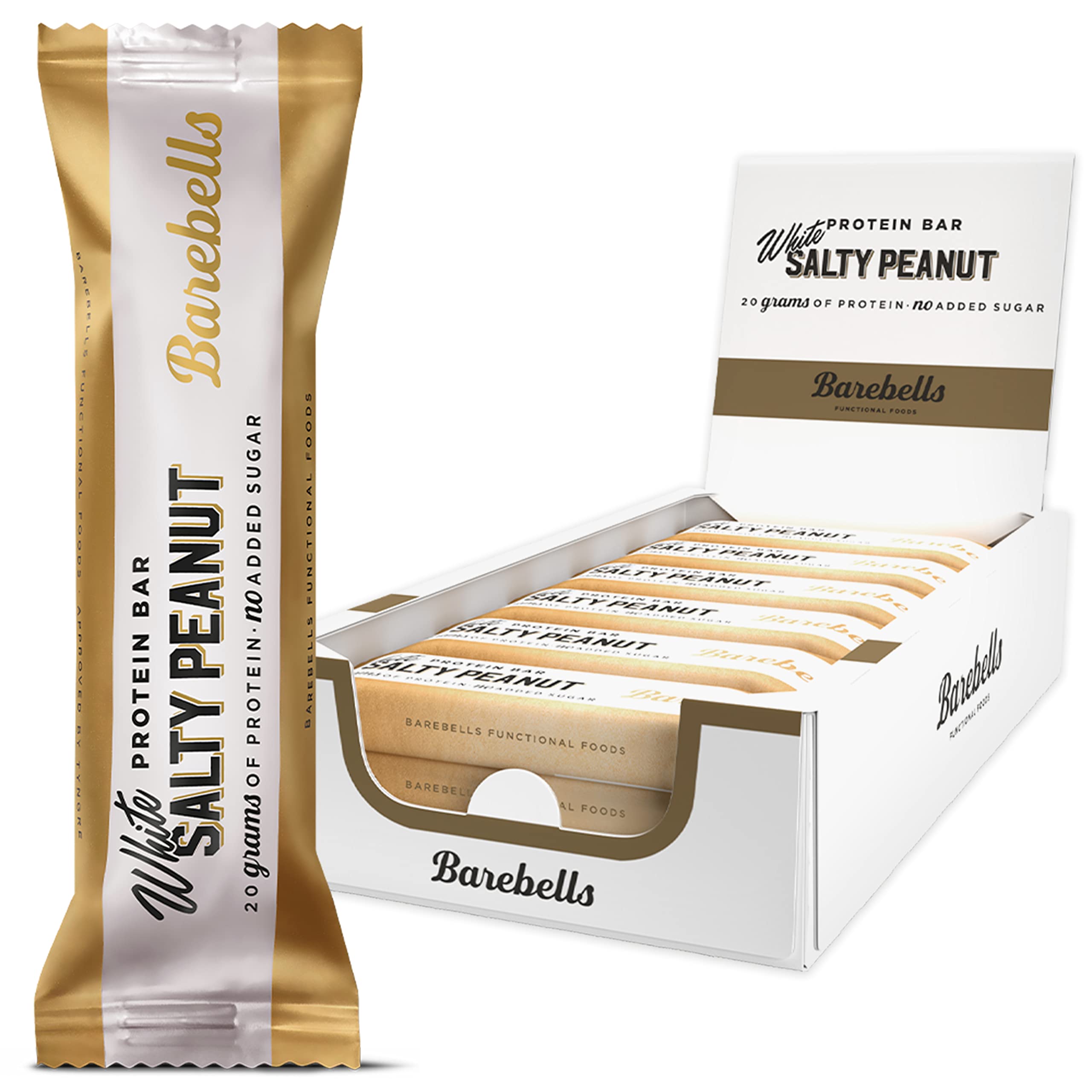 Barebells Protein Bars - 12 Count, 20g High Protein Treats – Sugar Free Chocolate Nutrition Bar, Low Carb – On The Go Breakfast or Post-Workout Snack (White Salty Peanut)