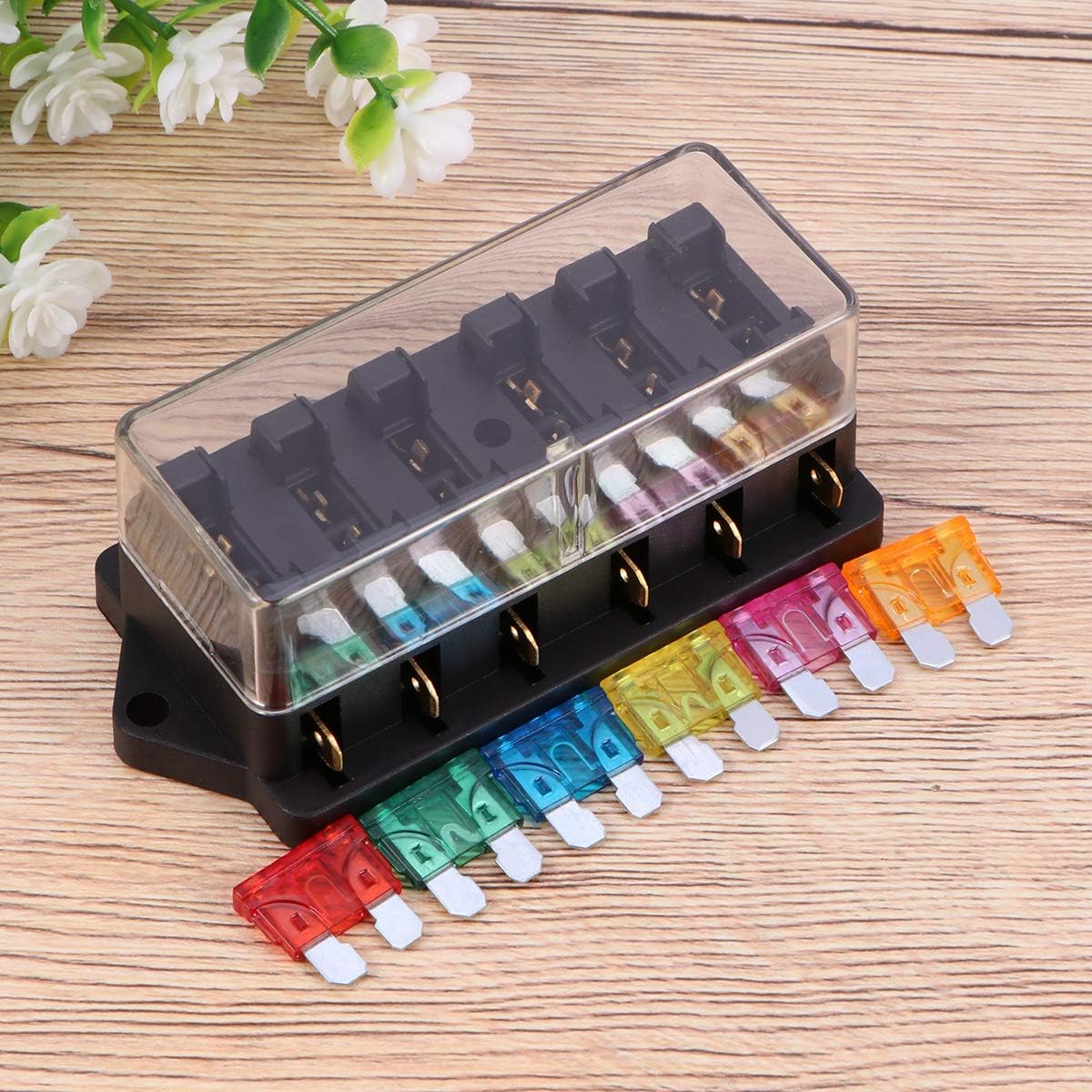 Ninth-City 6 Way Blade Fuse Block Waterproof Fuse Box Holder with Negative Bus ATC/ATO for 12V 24V Boat Marine Yacht Vehicle Auto RV Car Trailer Truck SUV Vehicle: Automotive