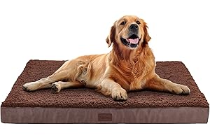OhGeni Orthopedic Dog Beds for Large Dogs,Dog Bed with Plush Egg Foam Support and Non-Slip Bottom, Waterproof and Machine Washable Removable Pet Bed Cover