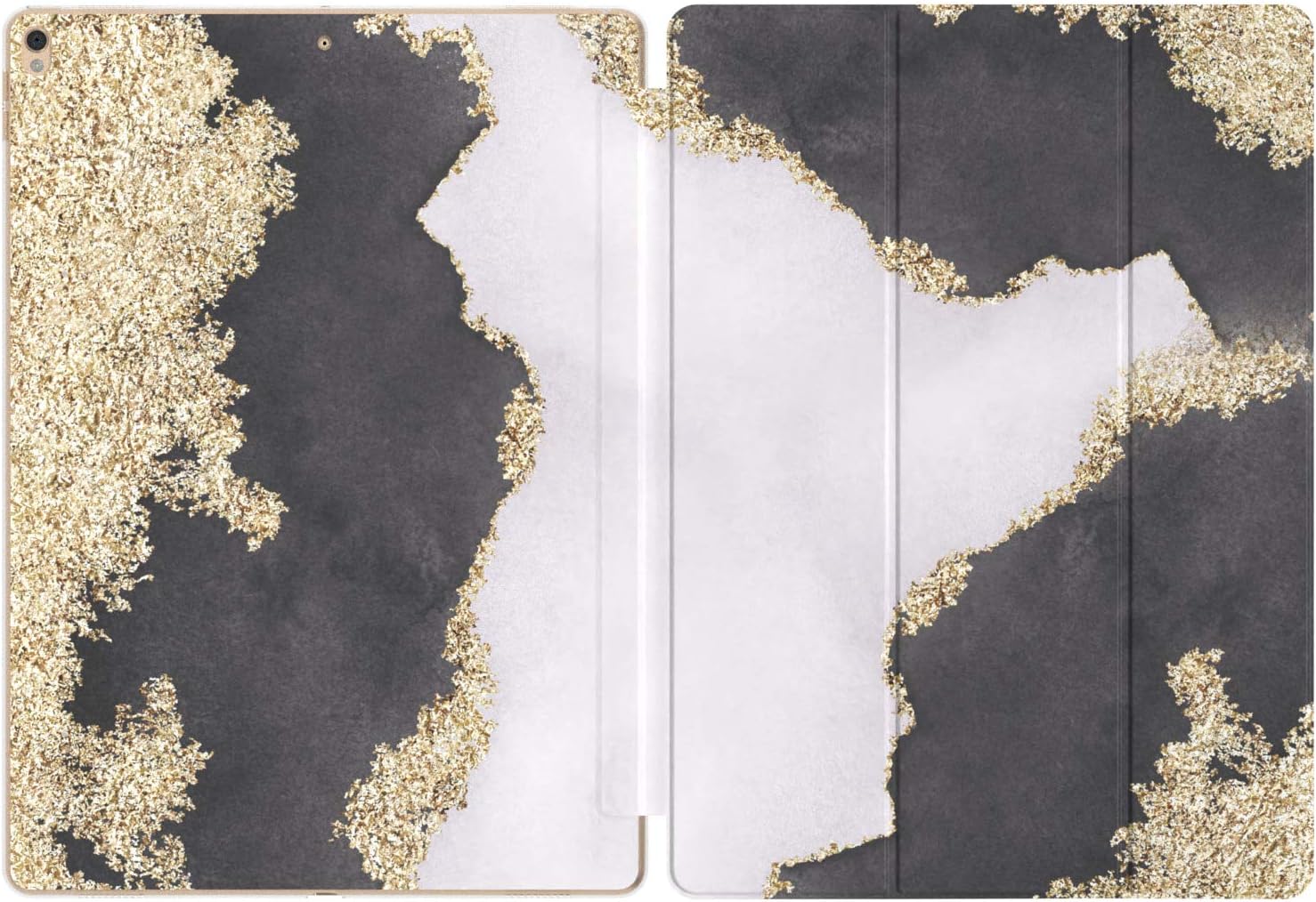 Mertak Case for Apple iPad Pro 11 Air 3 2 2019 12.9 inch 10.5 9.7 2018 2017 Mini 5 4 6th Gen Decorated Design Auto Wake Sleep Slim Clear Fashion Luxury Golden Art Print Modern Smart Cover