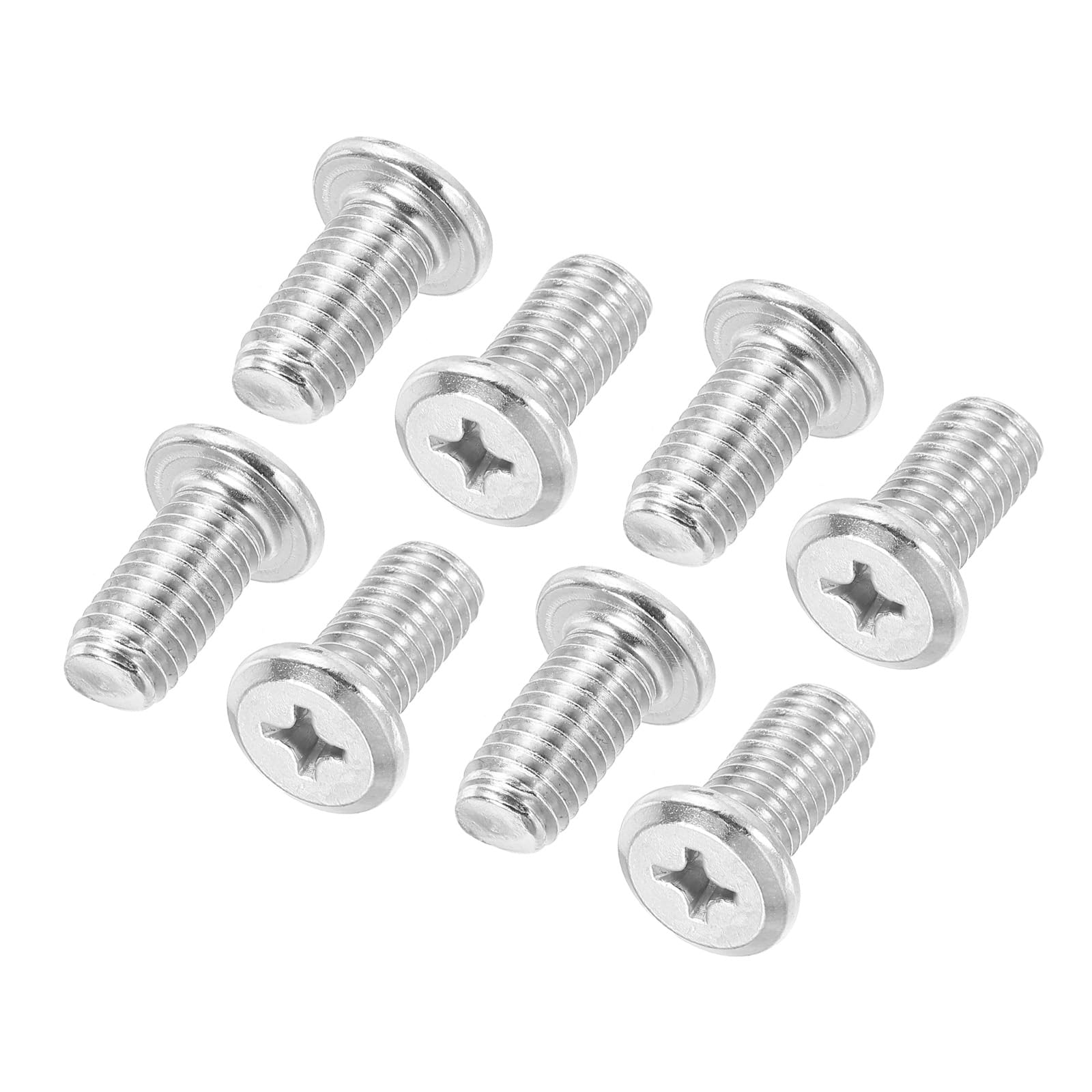 PATIKIL Flat Round Head Phillips Screws, 8 Pack M10-1.5 x 20mm Binding Screws 304 Stainless Steel 18-8 Full Thread, Phillips Drive Machine Screw Furniture Screw Connector Bolts