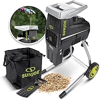 Sun Joe CJ603E 15-Amp Electric Silent Wood Chipper/Shredder, 1.7-Inch Cutting Diameter, 21:1 Reduction Ratio, 7-Inch Wheels, 