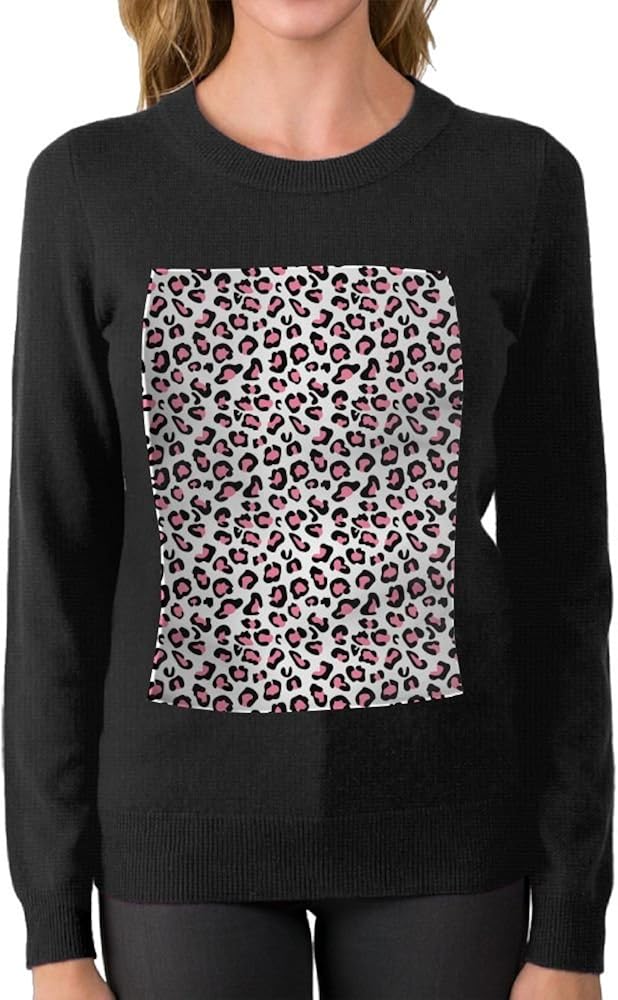 Pink Cheetah Leopardcrew Neck Graphic Sweater Boyfriend Personality Unique: Amazon.ca: Clothing 