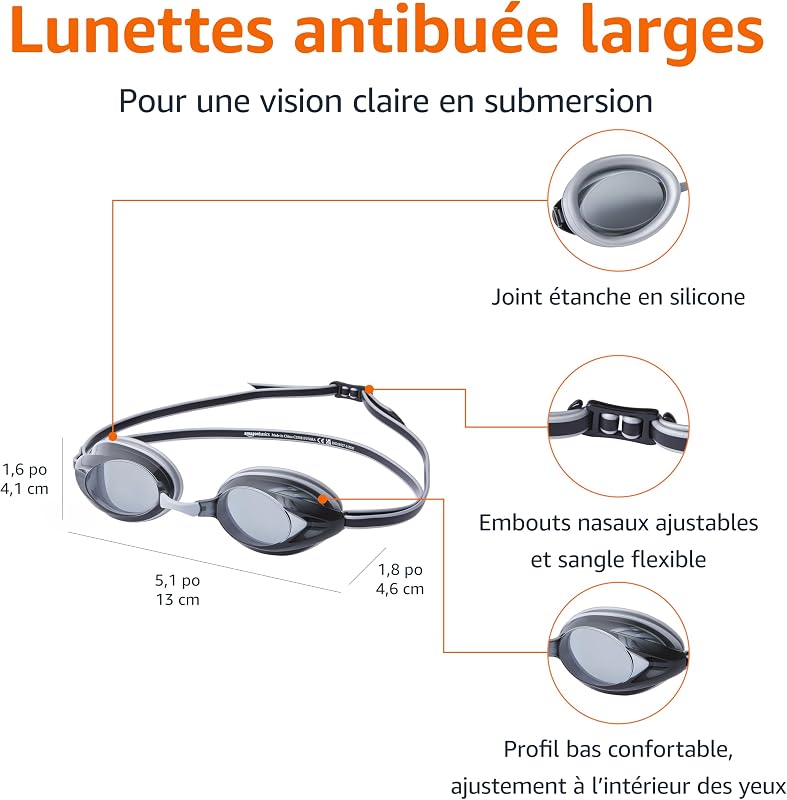 Lunettes de natation pour adulte, Argenté