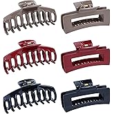 Lawie 6 Pack Large Brown Red Black Soft Silicone Plastic Hair Claw Clips Flexible Squishy Anti-Slip Strong Hold Anti-Slip Claw Clips Clamps Bun Holder Accessories for Women Girls