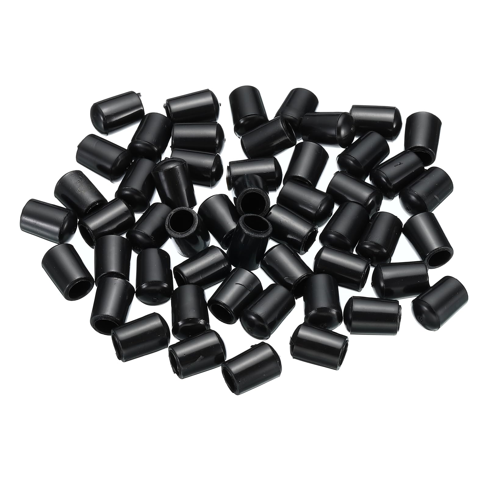 PATIKIL PVC End Caps, 100 Pack 6mm IDx9mm OD Bottom Round Bolt Cover Feet Caps Protector for Sink Rack Furniture Screw Tube Rod Hook Thread, Black