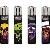 Clipper Reusable Lighters - 4 Pack - Molten Skulls Design