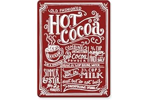 GOUTOPORTS Christmas Decor Signs Farmhouse Decorative Red Hot Cocoa Vintage Wall Decorations - Old Fashioned 8x12 Inch