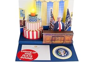 OUR FRIENDLY FOREST Pop Up Birthday Card with Light & Sound Features Real Donald Trump Voice Message for Men and Women, Parents, Couples (Cake)