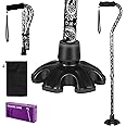 LIXIANG Walking Canes Stablize Women Quad Canes for Seniors & Adults Foldable Adjustable for Men & Women Heavy Duty Freestanding Cane for People with Leg Injuries 3 footings