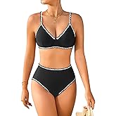 DaiLiWei High Waisted Bikini Sets Womens Bathing Suits Tummy Control 2 Piece Swimsuit Full Coverage Floral Swim Suits