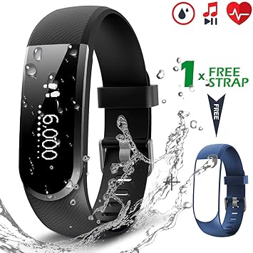 CHEREEKI Pulsera Actividad [versión Mejorada] con Control de frecuencia cardíaca podómetro Monitor, Smartwatch Pulsera Inteligente de sueño Compatible ...