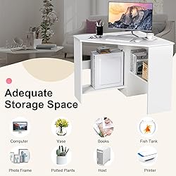 Tangkula White Corner Desk - 90 Degrees Triangle