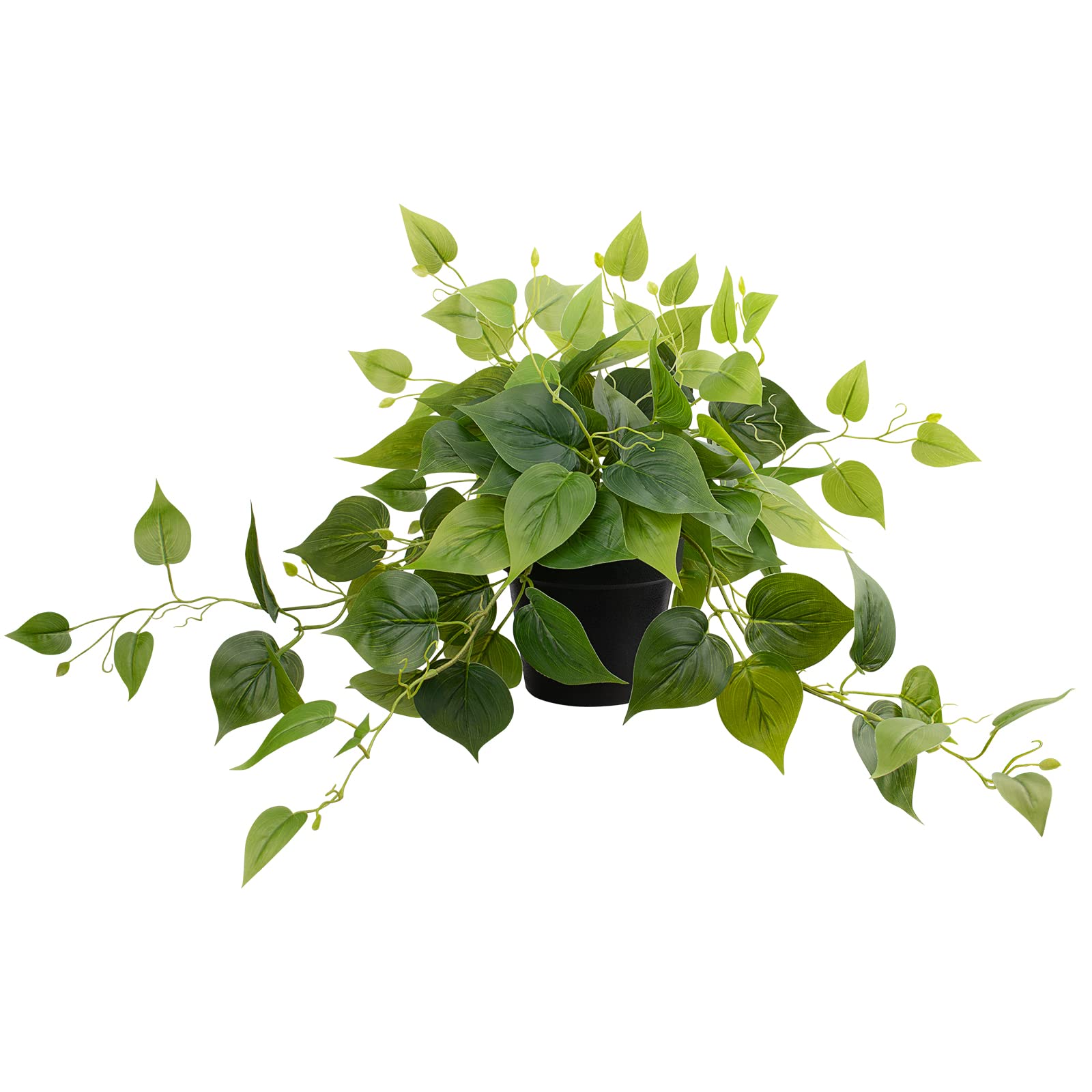 Photo 1 of LOYWREE Faux Pothos Indoor Green Realistic Artificial Potted Plants Fake Plant Greenery for Home Office Garden Decoration - Black Pot