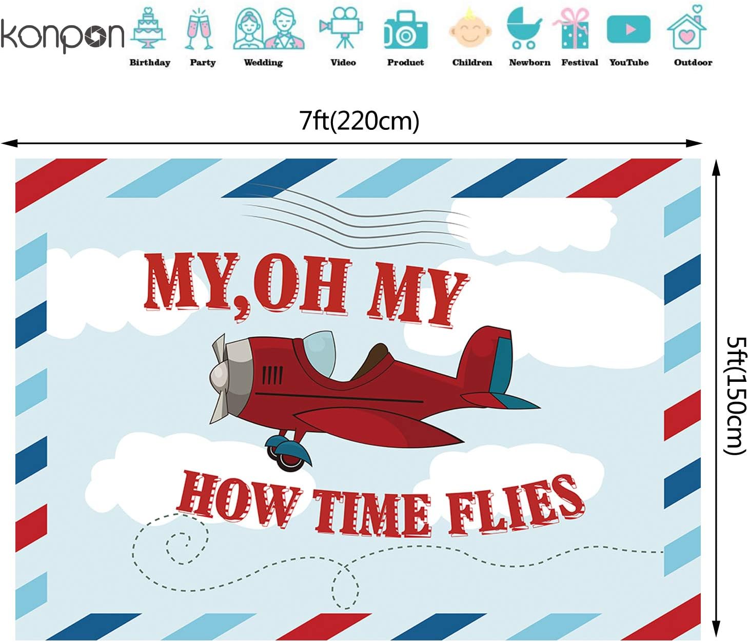 Amazon Com 7x5ft Birthday Backdrop Vintage Aircraft Banner