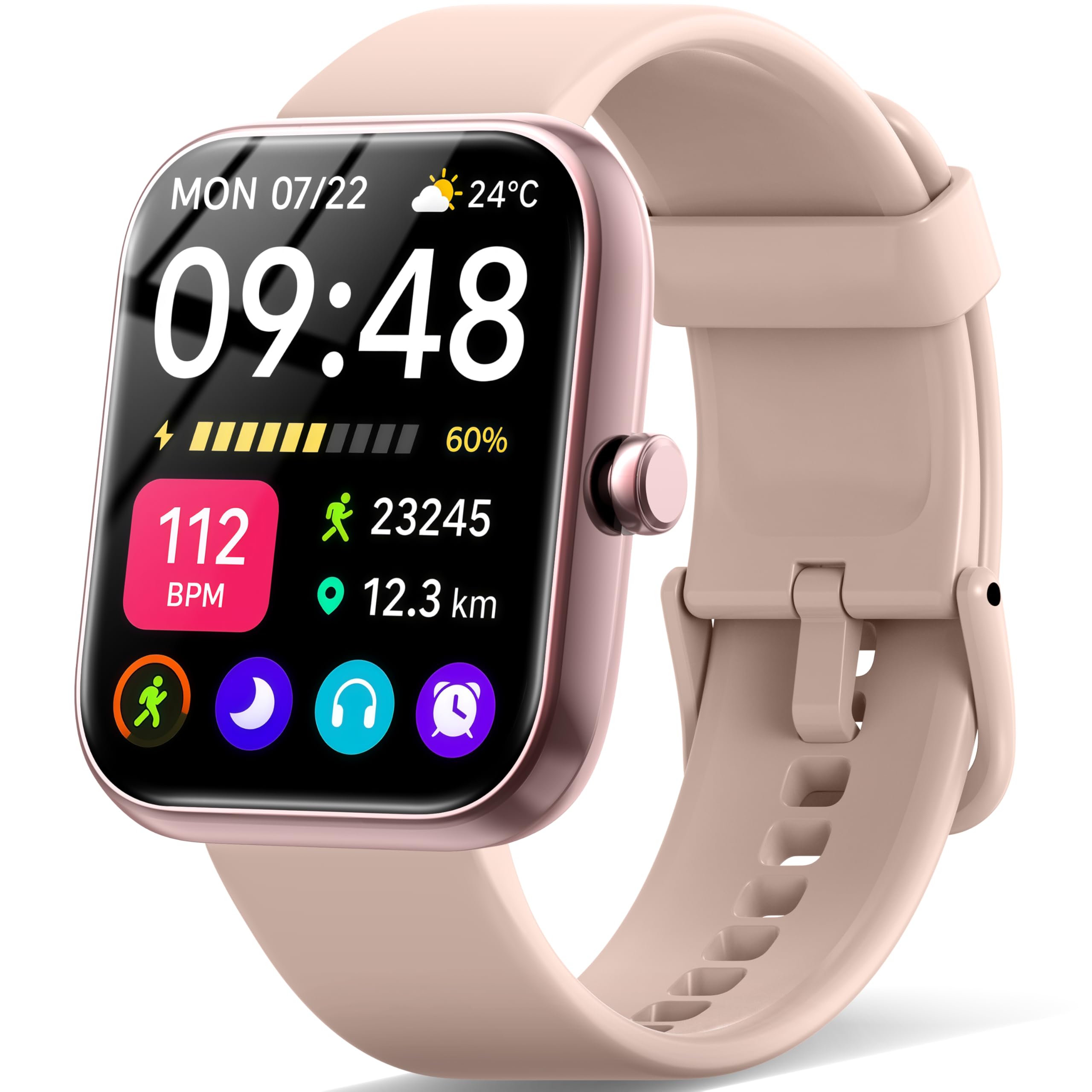 Smart Watch, 2025 Improved Performance Mode, Compatible with iPhone, Android, Bluetooth Call Function, 1.83-inch Large Screen, SMS/Line Notifications, Smart Watch, Activity Meter, Thin, Lightweight