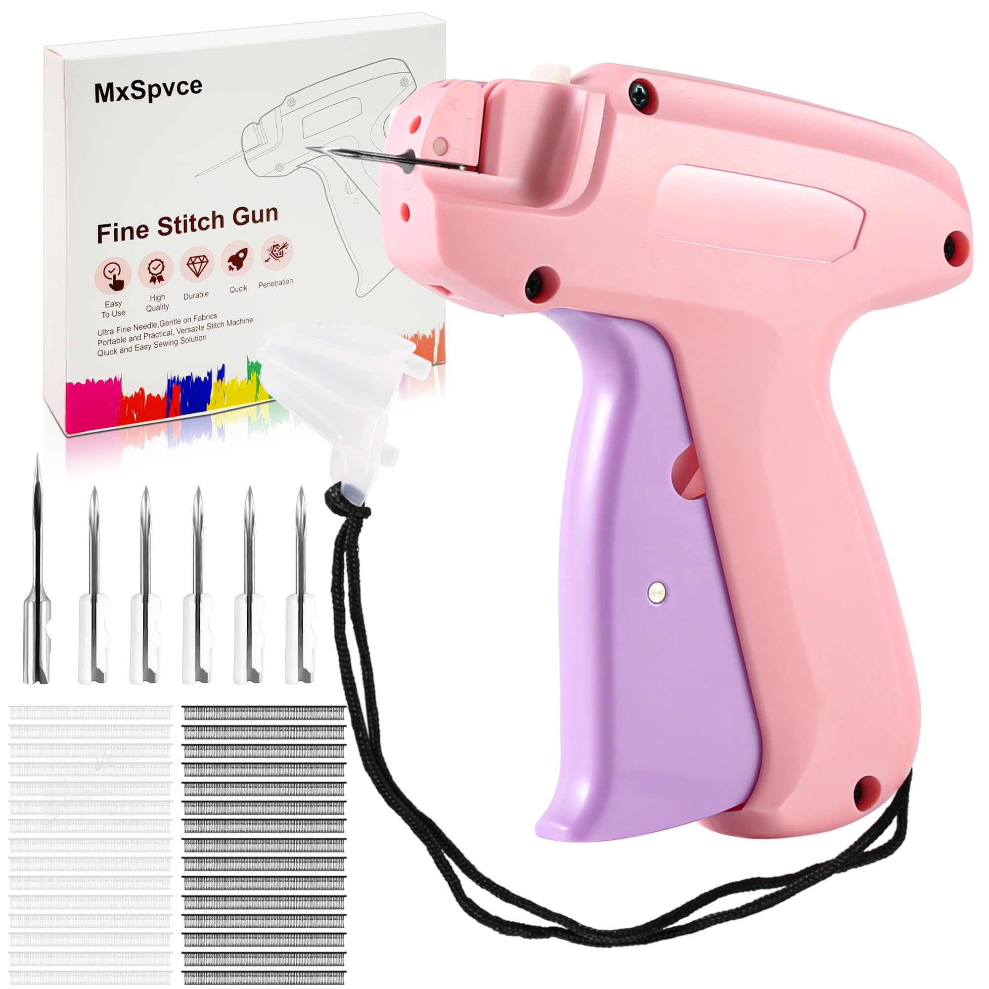 Photo 1 of Stitch  For Clothes,Stitch Gun Quick Clothing Fixer, Tagging Gun for Clothing,Sewing Kit-Includes 6 Needle,1500 Black Fasteners&1500 White Fasteners(0.18inch) Purple