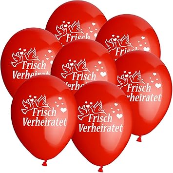 50x Rundballons 'Frisch Verheiratet' Rot Ø25cm + Geschenkkarte + PORTOFREI mgl. + Helium & Ballongas geeignet. High Quality P