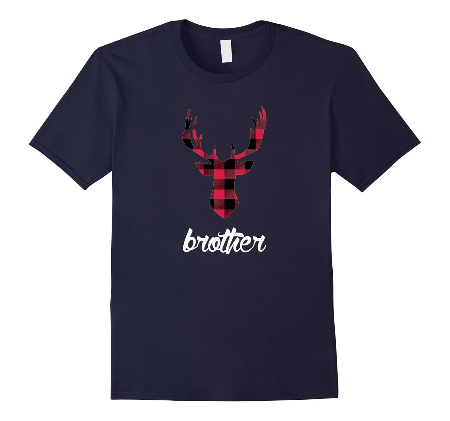Red Plaid Buck Deer Brother Matching Family Pajama T Shirt-ANZ