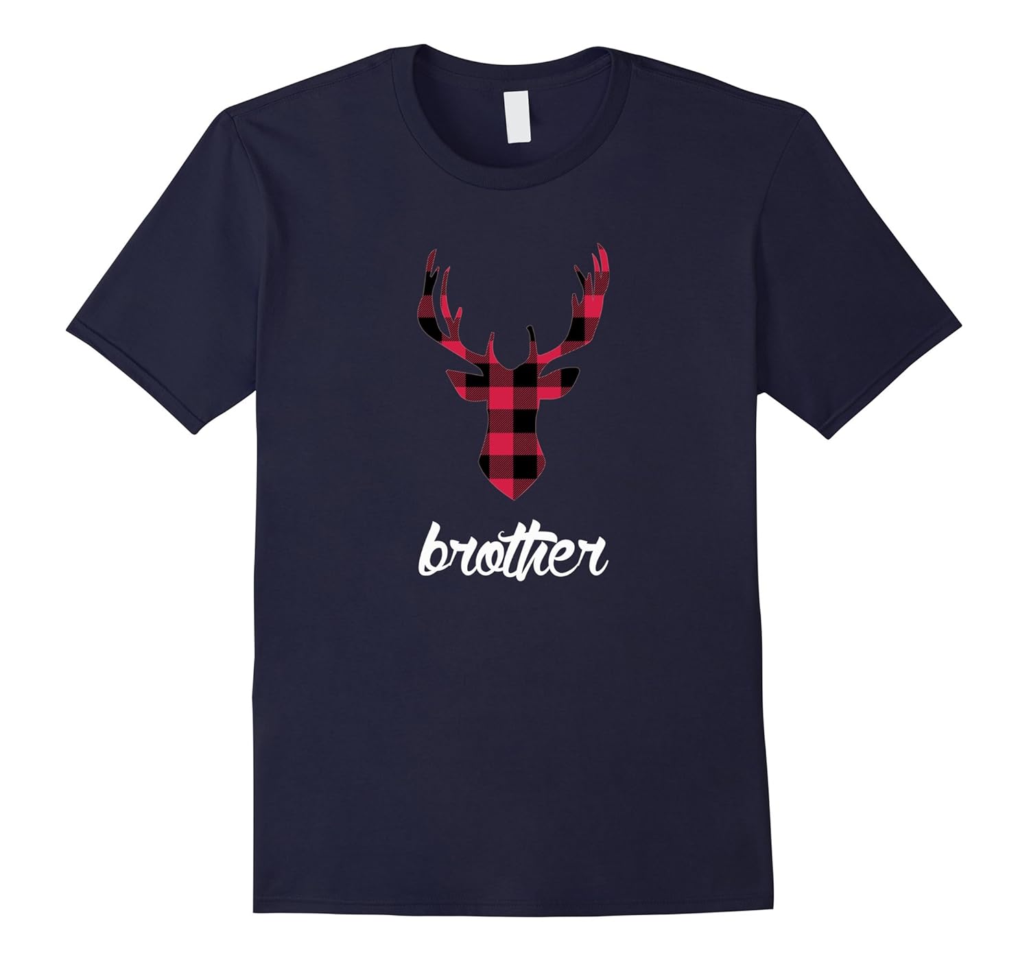 Red Plaid Buck Deer Brother Matching Family Pajama T Shirt-Rose