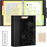 3 Ring Binder 1 Inch, Leather Binders with Clipboards, KLLVE Three Ring Binder with 10 Pocket Divider(Black, Letter Size)