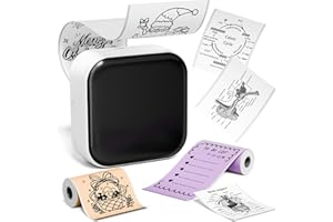 Ponek Print Pods Mini Printer, Sticker Maker Machine M02X, Mini Portable Pocket with Sticker, Bluetooth Inkless Receipt for Phone, Thermal Portable Printer for Journal, Note, Photos, Learning