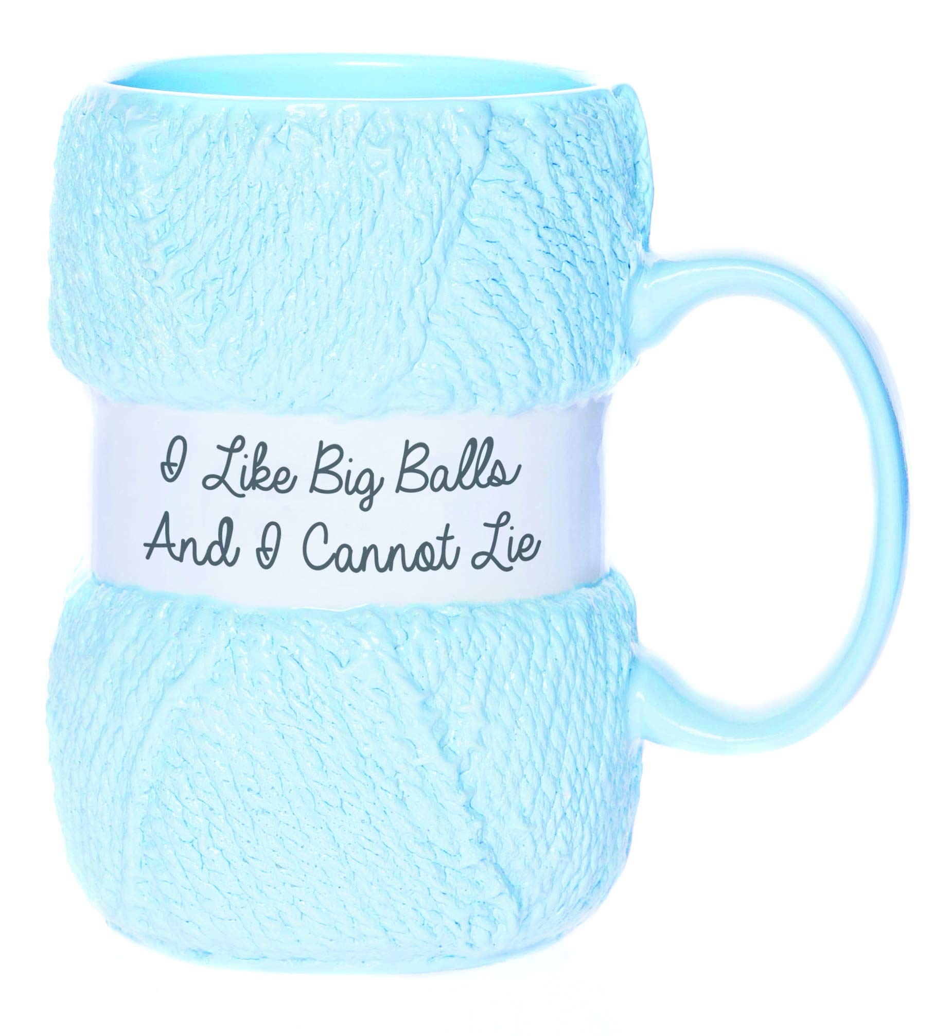 Boxer Gifts Funny Knitting Gift Mug – I Like Big Balls - For Women Or Man - Mugs Hold 12oz of Tea or Coffee - Cool Knit Accessories, Blue