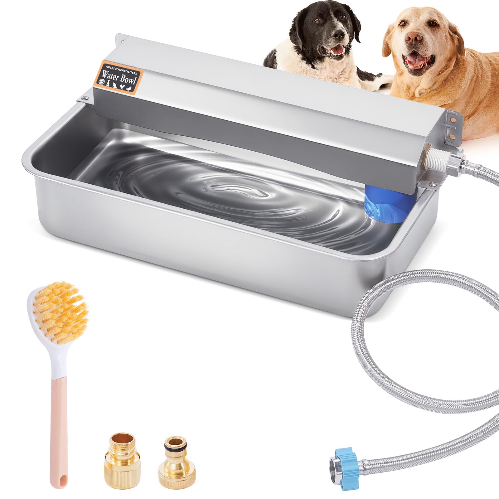 Photo 1 of Automatic Water Dispenser for Dog, 6L Dog Water Bowl Dispenser, Large Stainless Steel Indoor/Outdoor Water Feeder Suitable for Dogs Livestock Chicken Horse, Easy to Clean