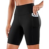 CRZ YOGA Women's Naked Feeling Biker Shorts with Pockets 8'' - High Waisted Yoga Gym Workout Spandex