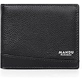 Slim Wallet for Men, Bifold Real Leather Wallet with RFID Blocking, Credit Card Holder, Coin Pocket, Cash Compartment & ID Window (Black)