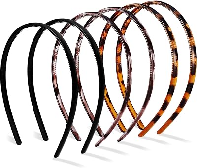 Hanyousheng 6 Pieces Metal Headbands Unisex Hair Hoop Set Black