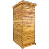 RJFKSNC 5-Layer Langstroth Bee Hive Kit 100% Beeswax Coated Wood Beehive | No Frames ,Includes 2 Deep Breeding Boxes and 3 Medium Super Boxes, 10-Frame Standard Bee House with Metal Top Cover,