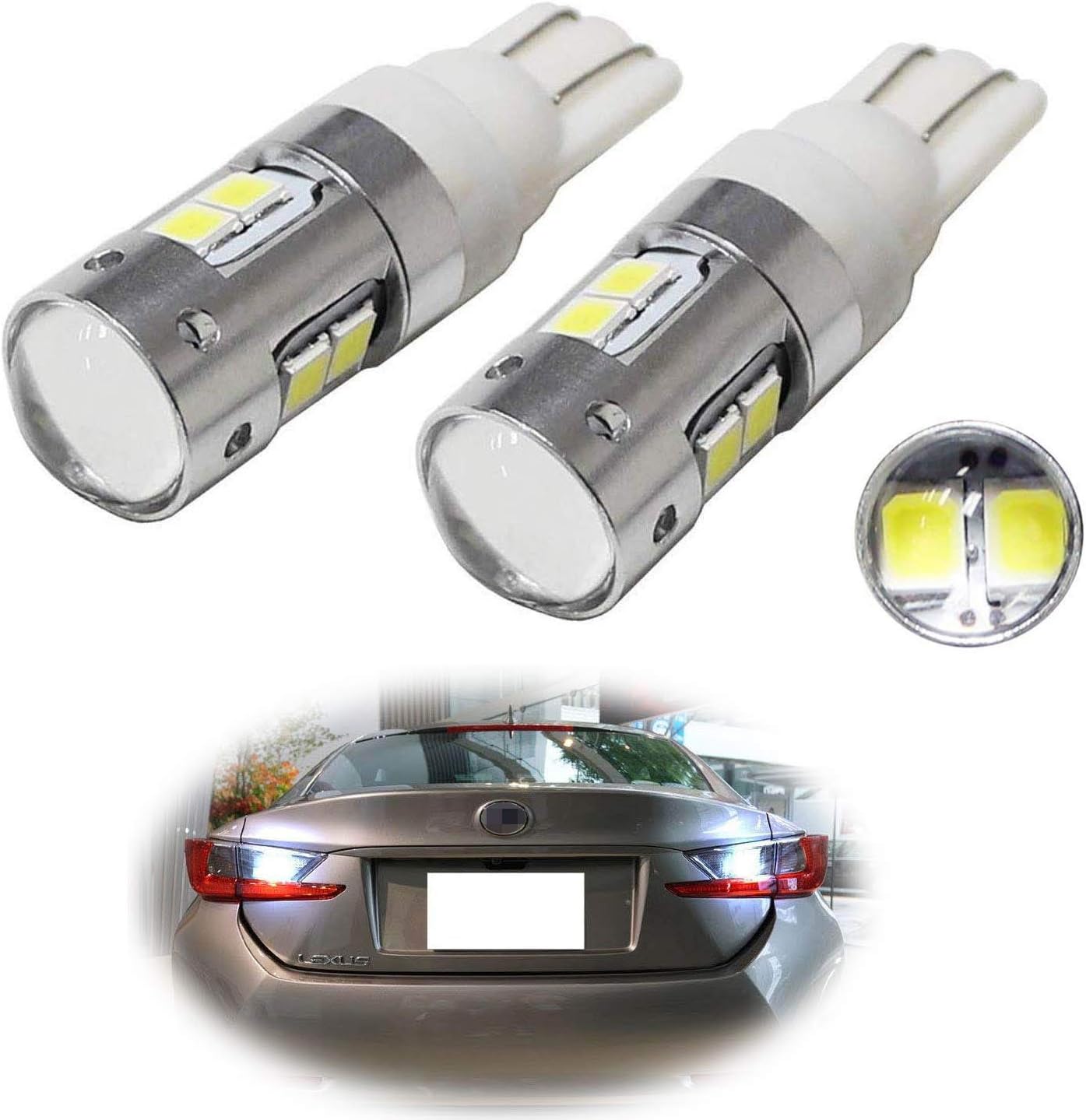 iJDMTOY (2) High Power 2835-SMD 906 912 920 921 W16W LED Bulbs Compatible With Car Backup Reverse Lights Replacement, Xenon White