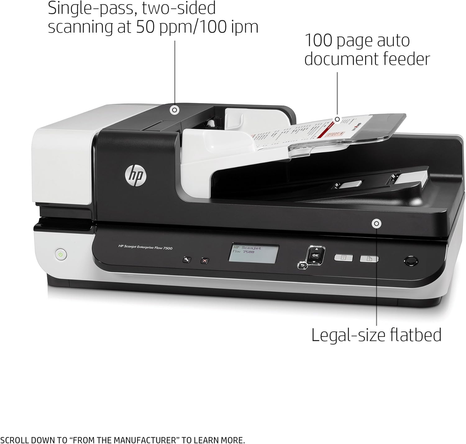 HP ScanJet Enterprise Flow 7500 Flatbed OCR Scanner (L2725B#BGJ): Electronics