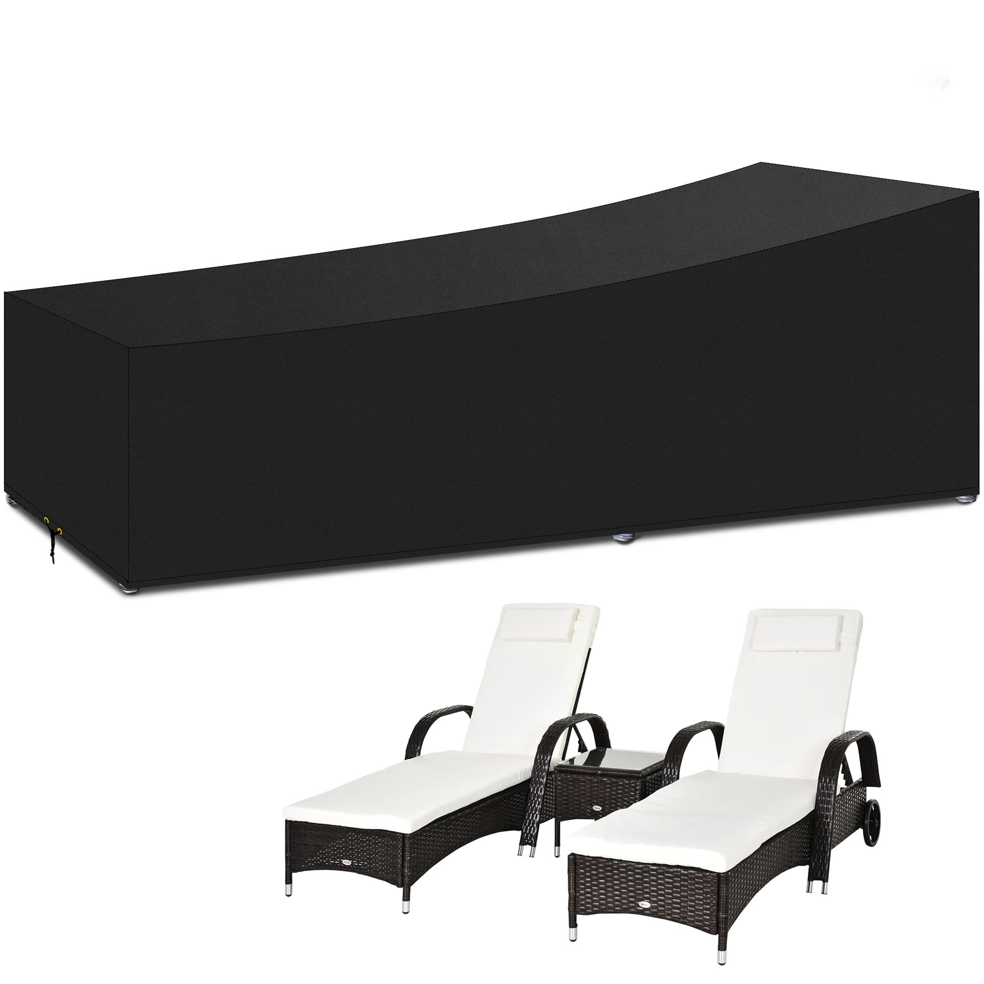 Funshot Sun Lounger Cover Waterproof, 220x80x35/55cm, 420D Oxford Fabric Sunlounger Cover Waterproof, Windproof, Anti-UV, Rip Proof, Outdoor Patio Sunbed Cover for Sun Lounger, Black