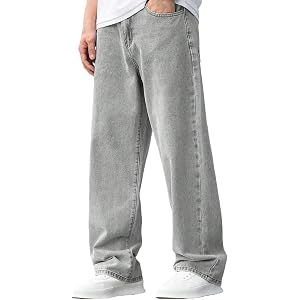 AIMAOMI Boys Wide Leg Baggy Jeans Kids Elastic Straight Loose Denim Pants with Pockets Vintage Y2K Streetwear