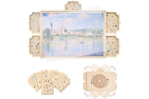 VEVOR 1000 Piece Rotating Puzzle Board with 5 Drawers and Cover, 29x21 in Portable Wooden Table, Jigsaw Puzzle Accessories for Adults, Puzzles Organizer Storage System, Birthday Gift for Mom