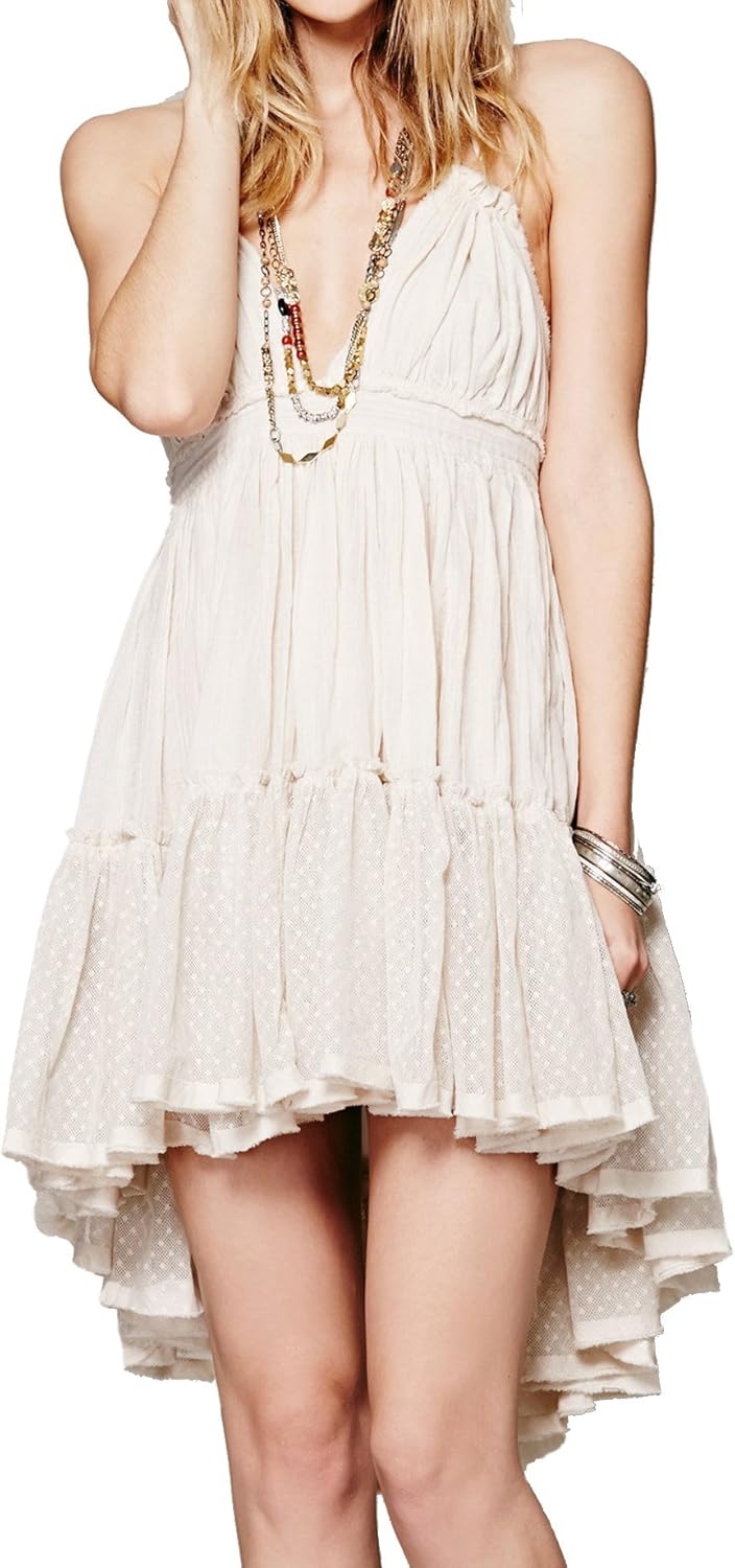 R.Vivimos Womens Summer Halter Deep V Neck Sexy Patchwork Mini Short Dresses: Clothing