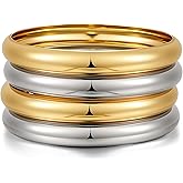 YEEZII Gold Bangle Bracelets for Women, 7Pcs 14K Gold Plated Boho Indian Multi Stackable Textured Bracelets, Chunky Bangles Set for Women Jewelry Gifts