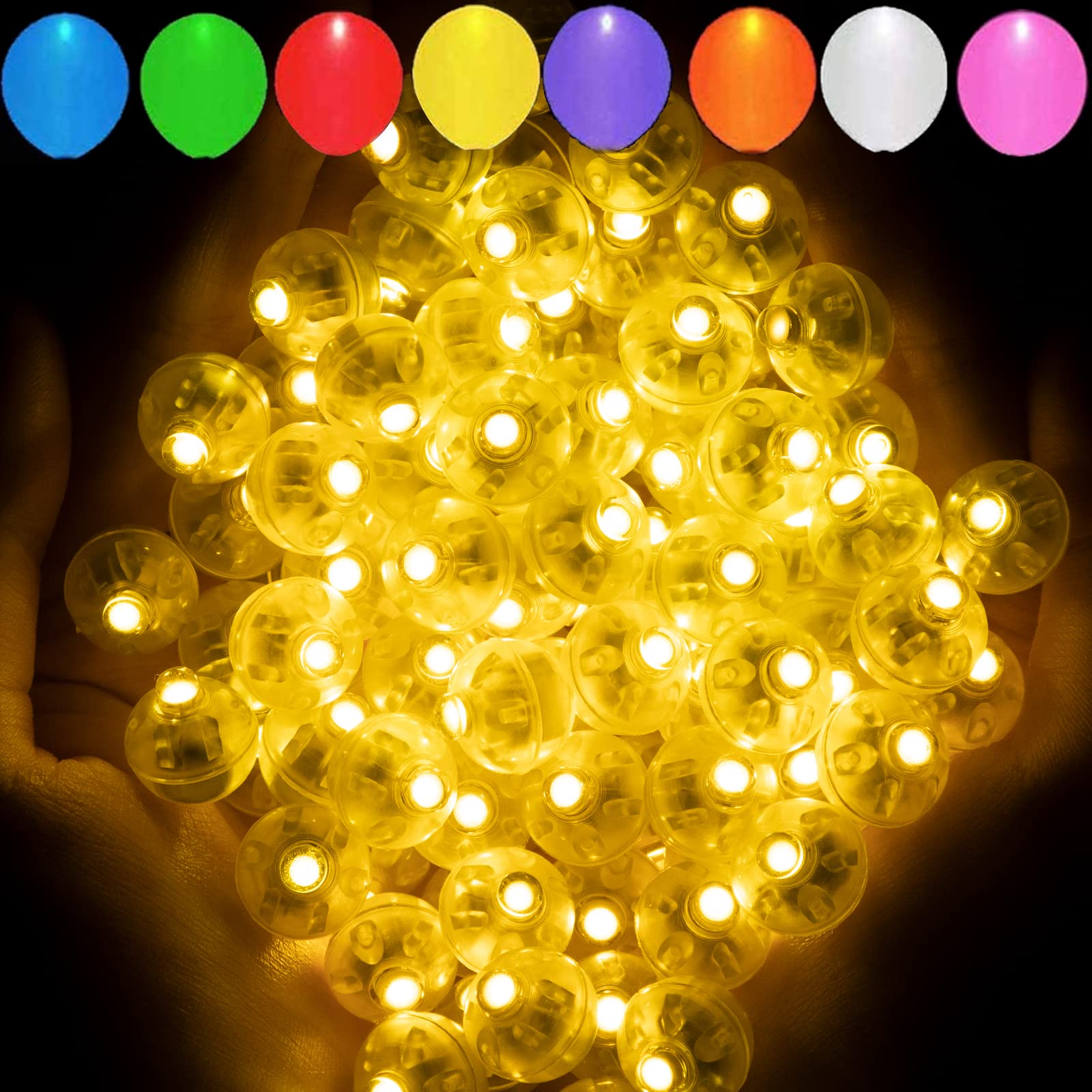 Photo 1 of Aogist 50pcs Yellow Balloon Lights,Long Standby Time Waterproof Mini Light,Battery Powered,Round LED Ball Lamp for Latex Balloon Paper Lantern Party Wedding Festival Christmas Halloween Decorative