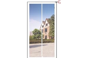 Yotache Adjustable White Magnetic Screen Door Fit Doors Size Width 29" - 33" Height 79" - 81", Reinforced Fiberglass Mesh wit