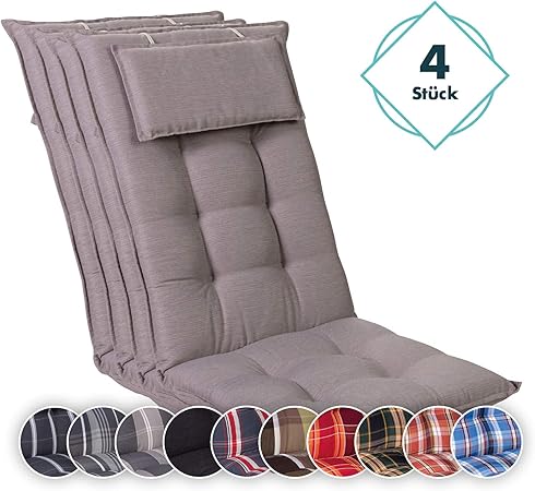 Amazon De Homeoutfit24 Sun Garden 4 Stuck Gartenstuhl Auflage 120 X 50 X 9 Cm Sylt Hochlehner Auflage Mit Abnehmbarem Kopfpolster In Platin Grau